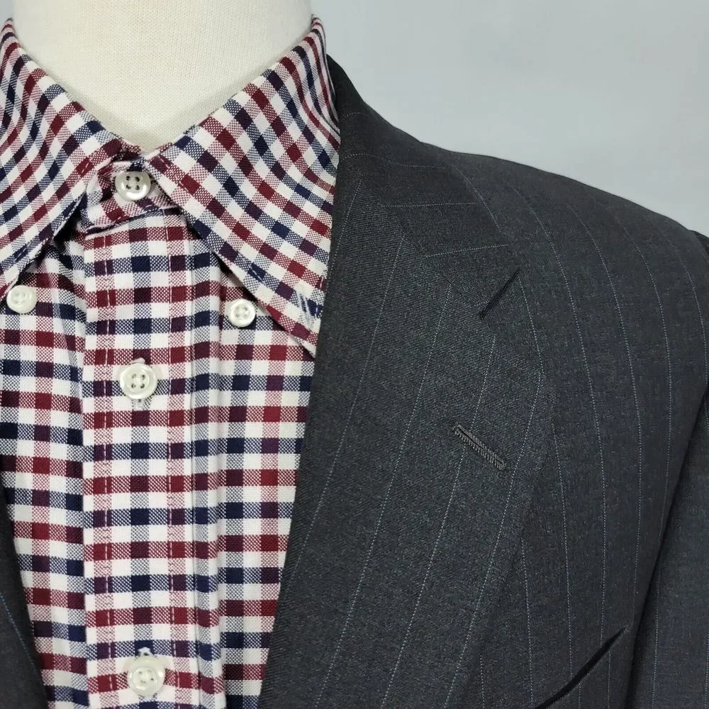 Hickey Freeman Men's Sport Coat Blazer Two Button CH BLK Striped Loro‎ Piana 42L